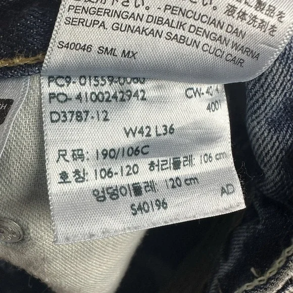 Levis 559 Denim Blue Jeans 100% Cotton Mens Sz 42x36 Relaxed Fit Straight Leg - Picture 3 of 11